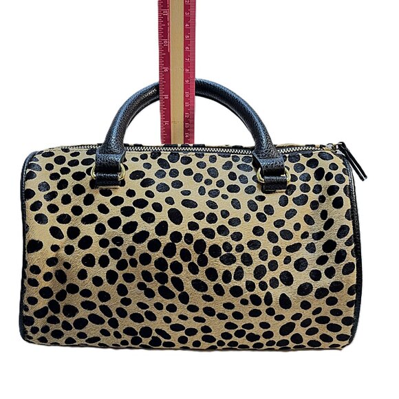 Anthropologie Cheetah Tote w/Shoulder & Crossbody Strap Black & Tan Purse - Picture 10 of 11